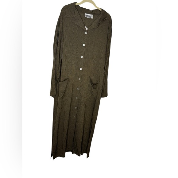 🌿 Vintage Chico’s Olive Green Button Front Maxi Shirt Dress Size XL 3 🌿 - Picture 2 of 5